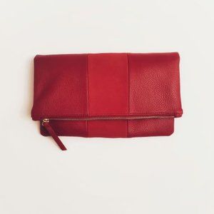 Red Faux Leather Clutch